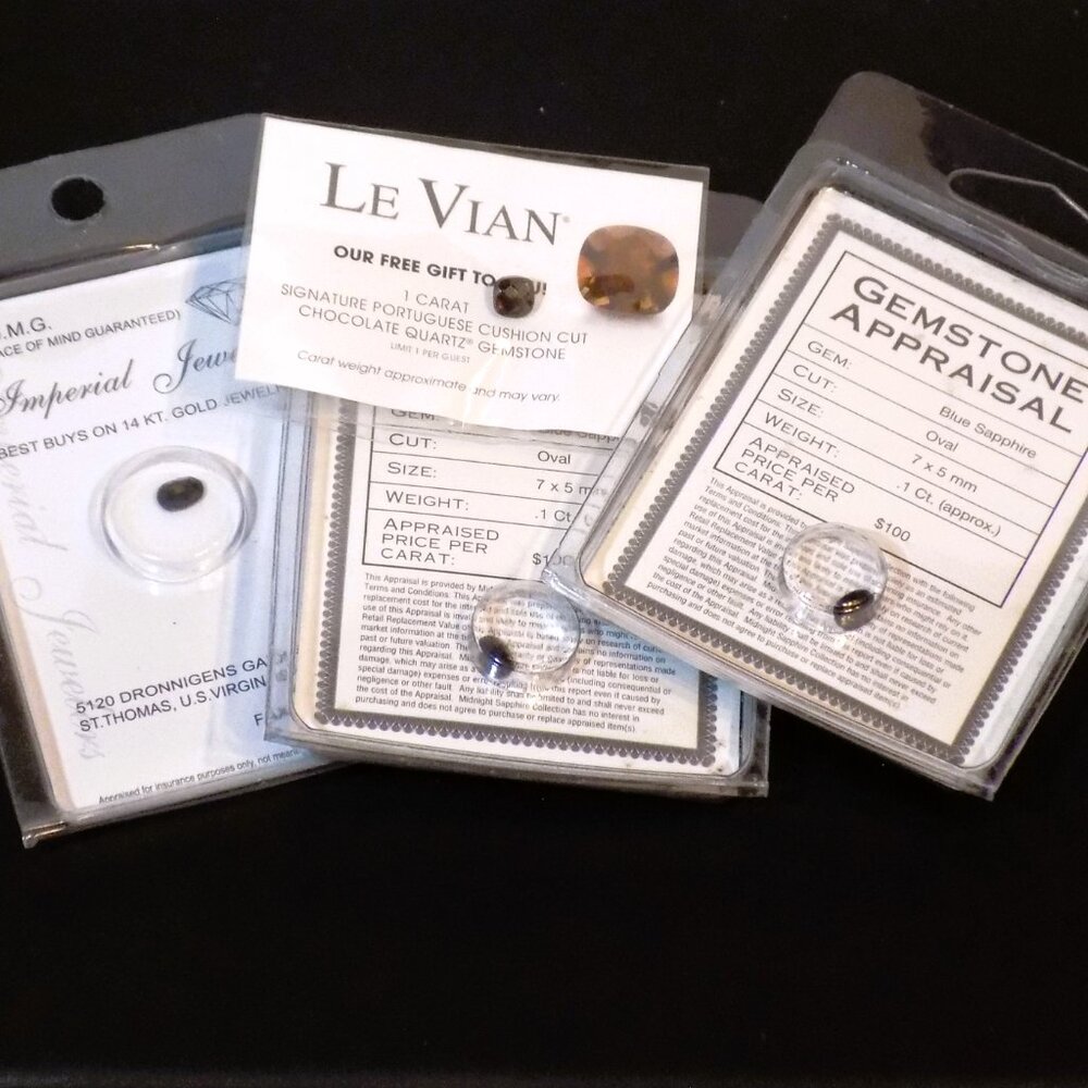 Lot of 4 New 1 Carat Midnight Sapphires & Chocolate Quartz Gemstones Bundle